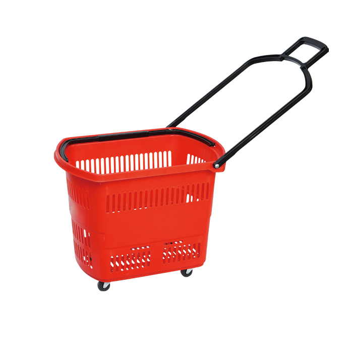 Rolling Shopping Basket - Red